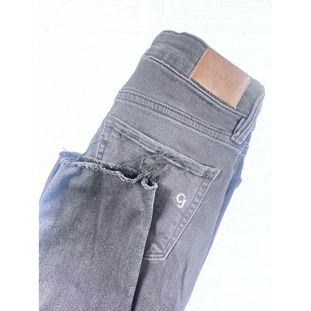 Carly Jean Los Angeles High Rise Skinny Distressed Jeans Faded Black Size 7